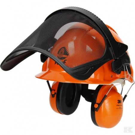 Casque forestier 3M avec visière grillagée et protection auditive